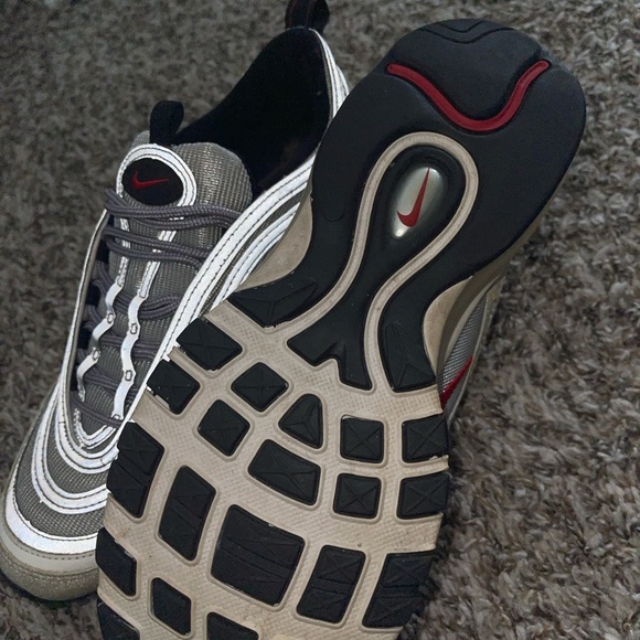 Nike Air Max 97 Men's Sneakers - Silver and Red - Picture 4 of 5
